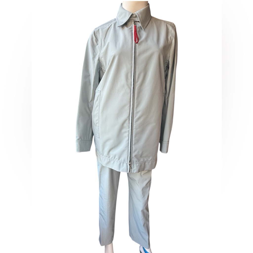 Vintage 90’s Red Tag Prada Pale Blue Gortex Long Jacket & Pants Set Sz 44 - Us 8